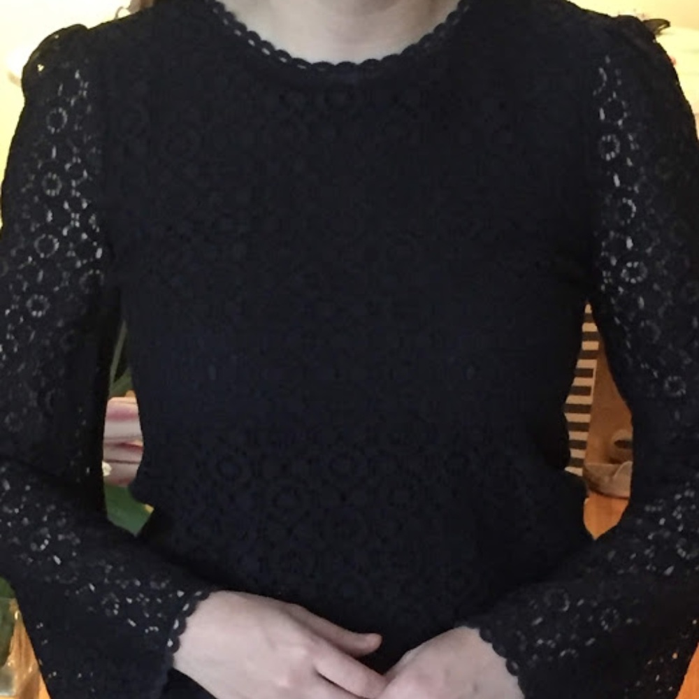 Banana Republic Navy Lace Flare Sleeve